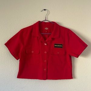 Dickies Red Women's Cropped Work Shirt